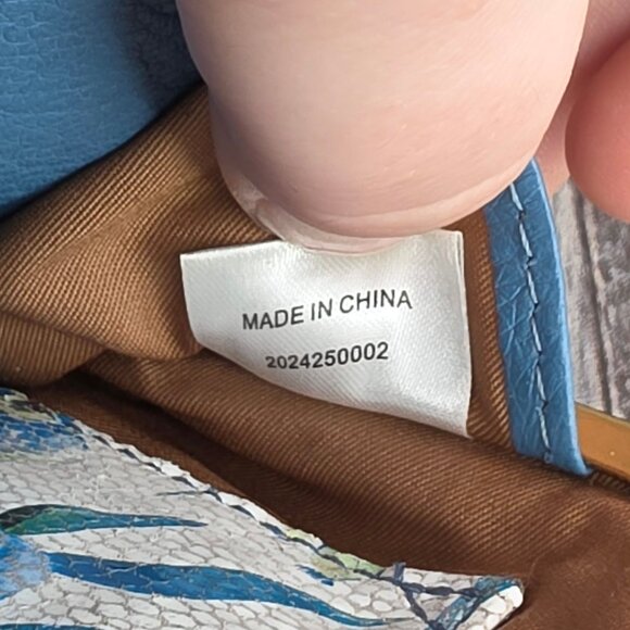 HOBO Cora Large Frame Wallet Clutch Wristlet Dusty Blue Leather Botanical Print - Picture 13 of 14